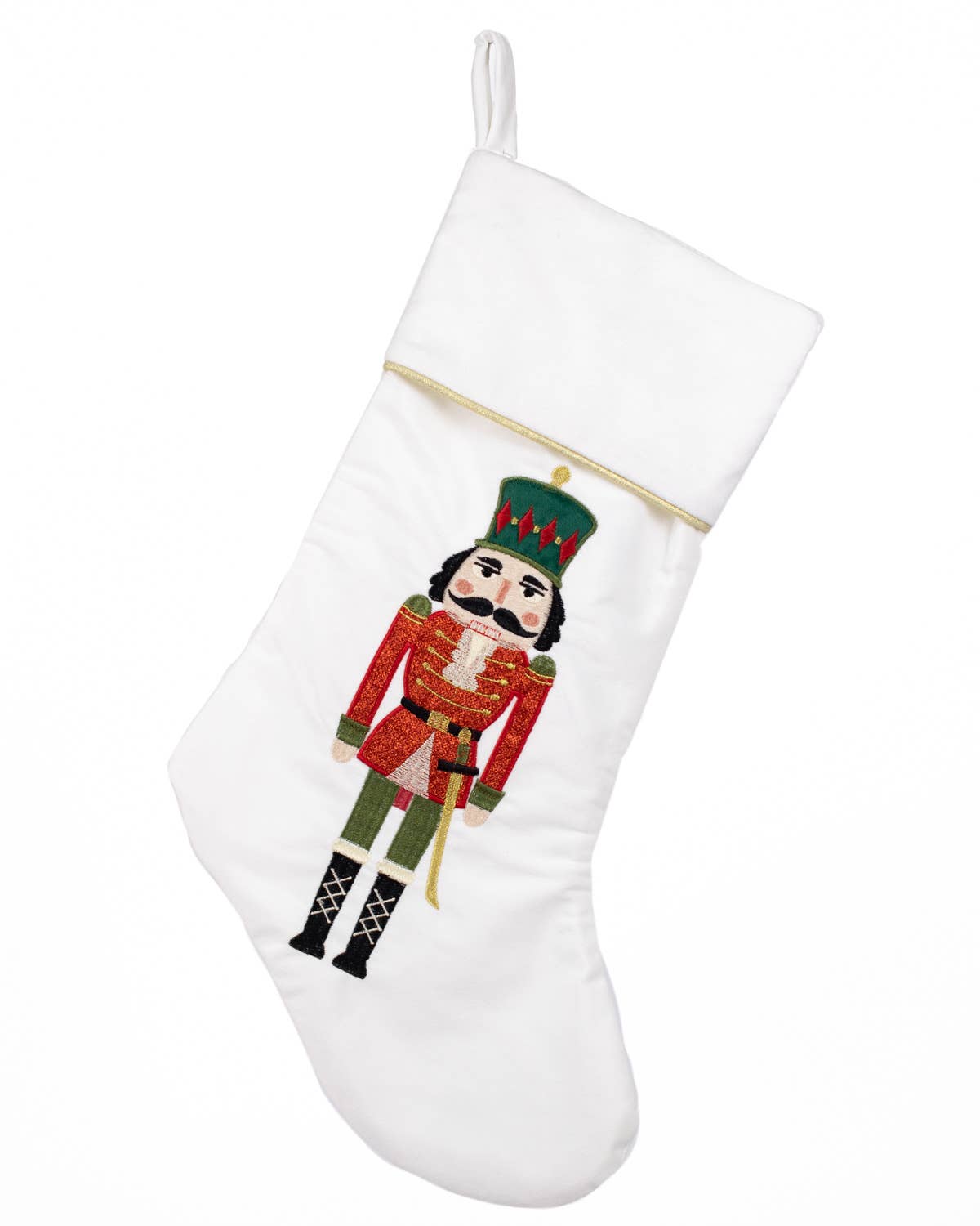 Charles Nutcracker Stocking White/Red 8.5x20
