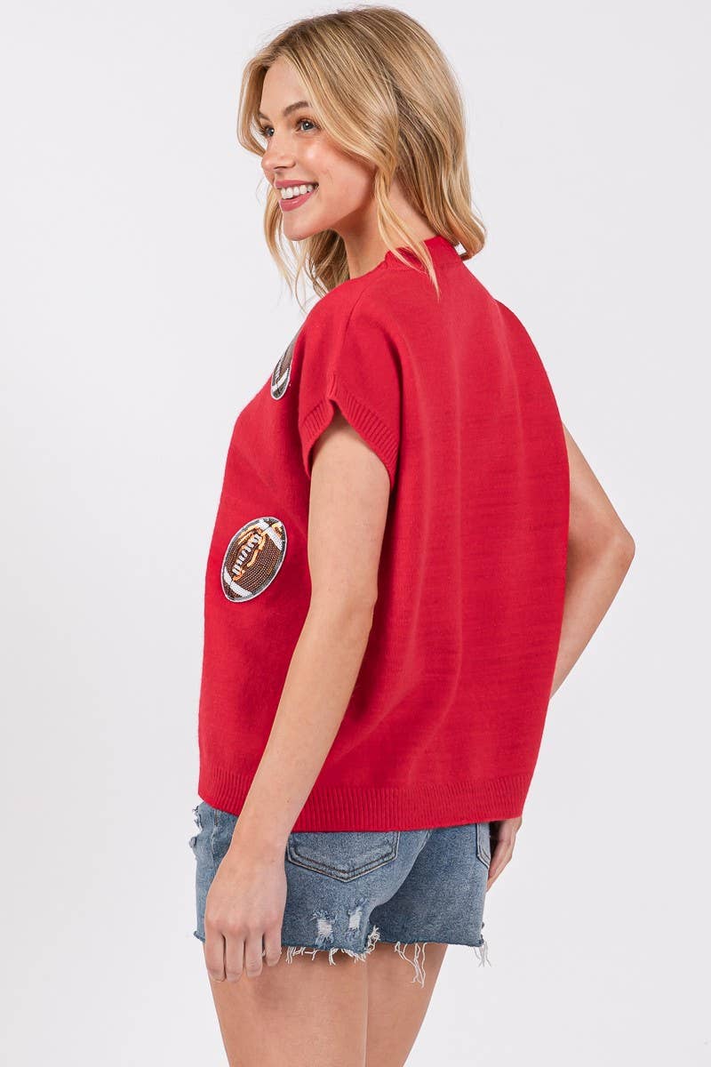 GAME DAY FOOTBALL PATCH SWEATER TOP