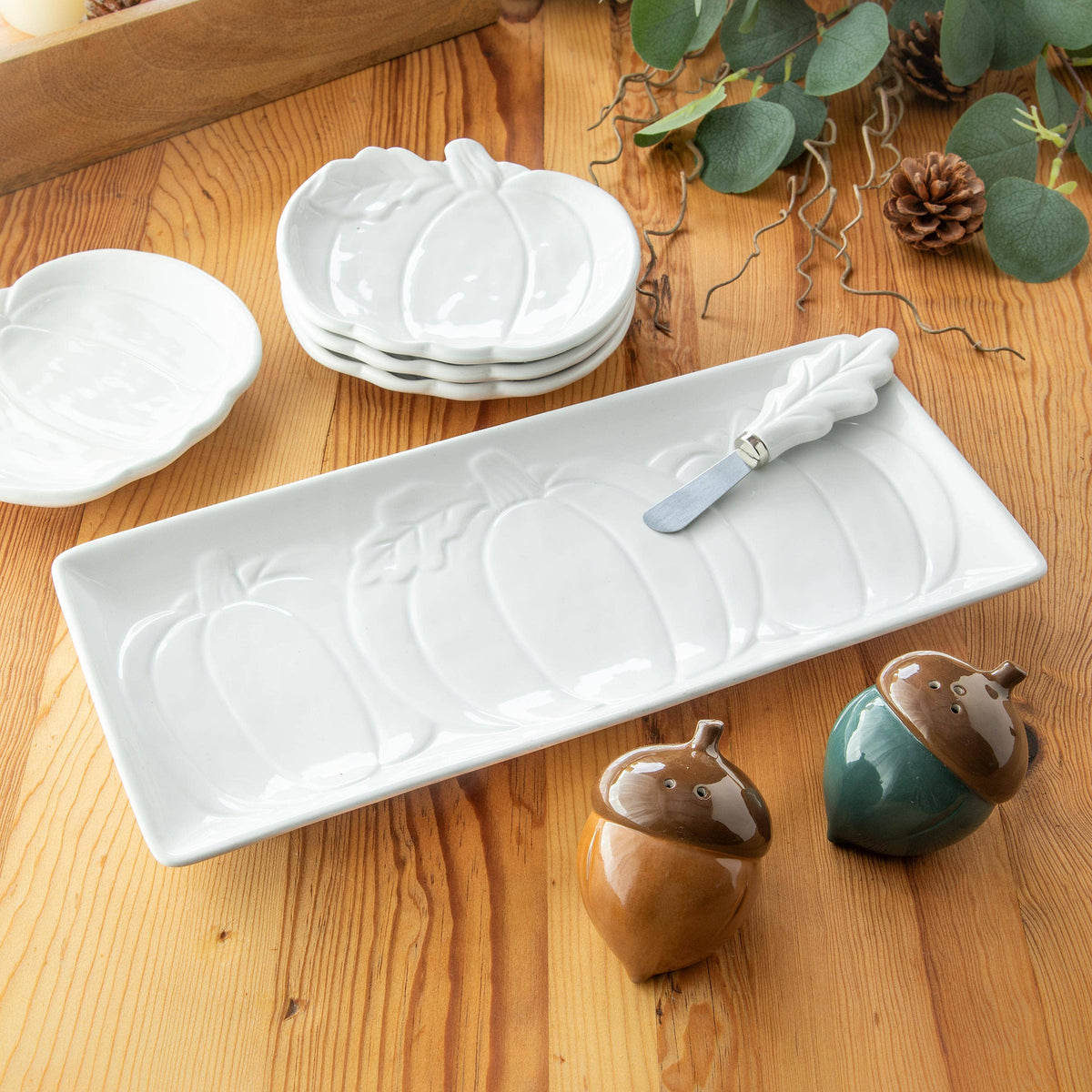14" Ceramic Serving Tray & Spreader, Forest Finds