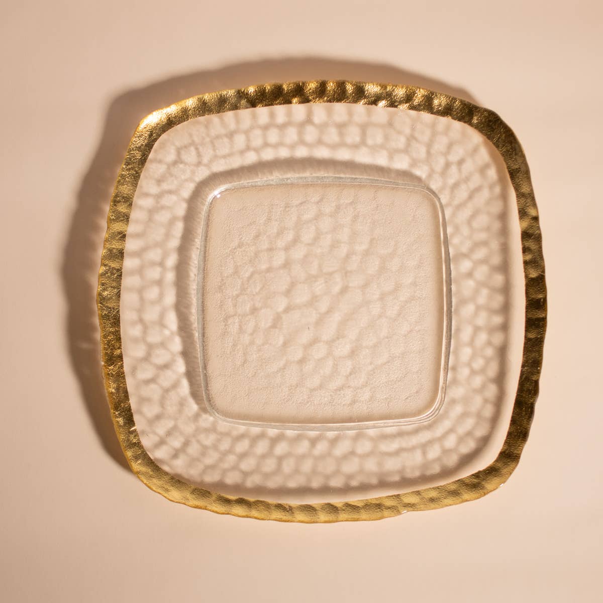 Palmer Textured Glass Plate Clear/Gold 12.25x12.25