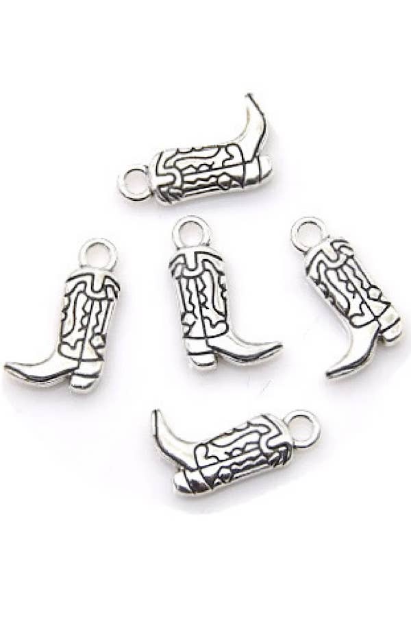 Silver Western Boot Charm