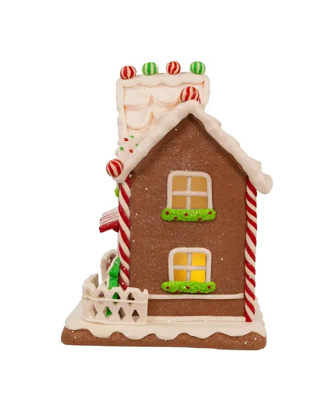 9"B/O LIGHT UP GINGRBRD HOUSE TABLEPIECE