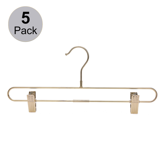 M073 Gold Straight Hangers Heavy Duty with Clips - 100 Pcs
