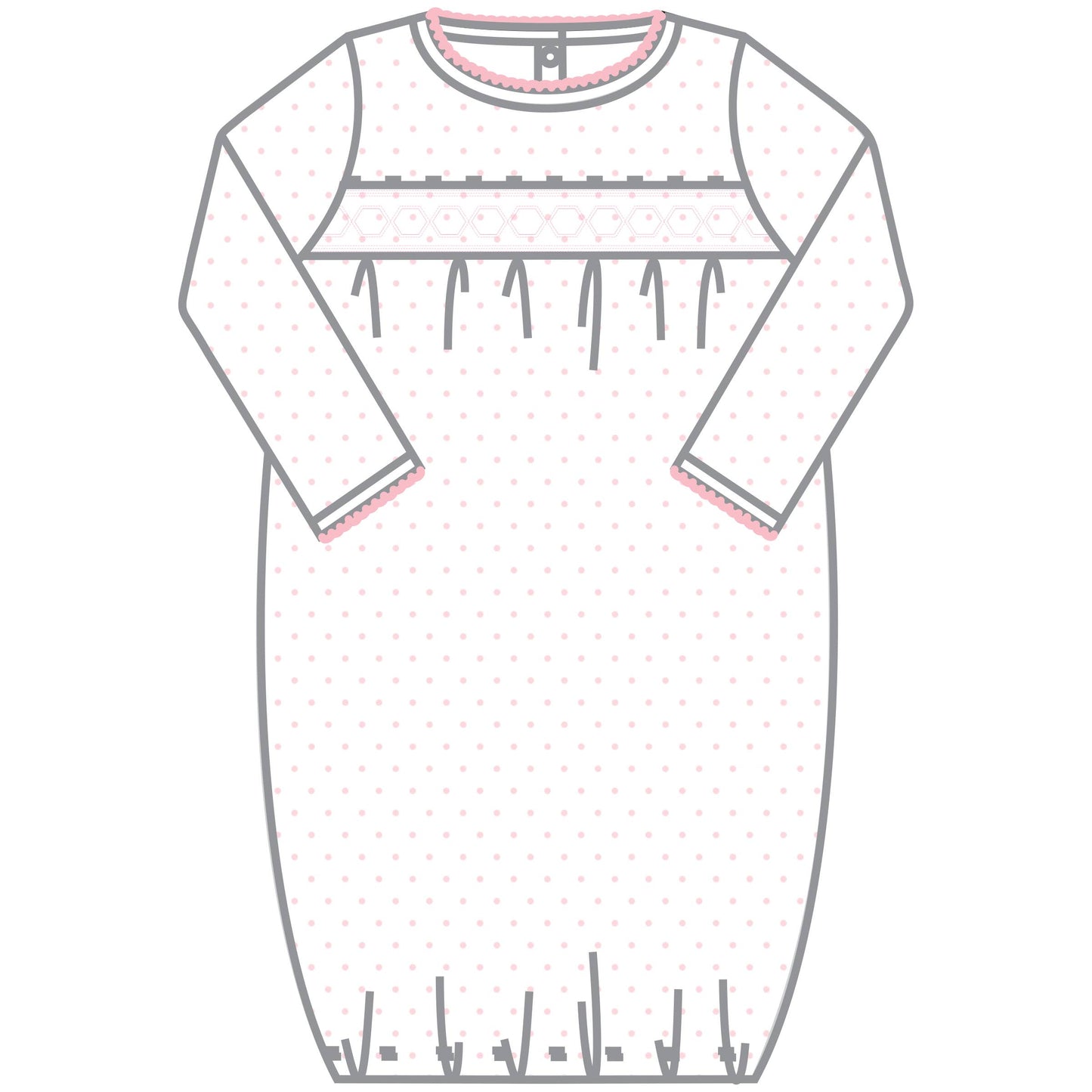 Mini Dots Smocked Gown - Pink