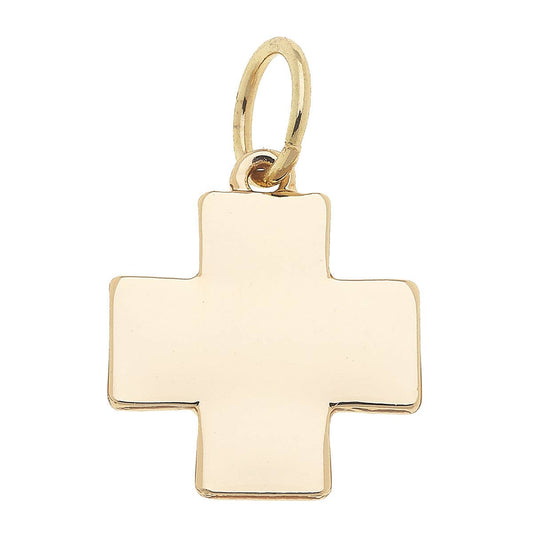 Square Cross Charm in Shiny Gold