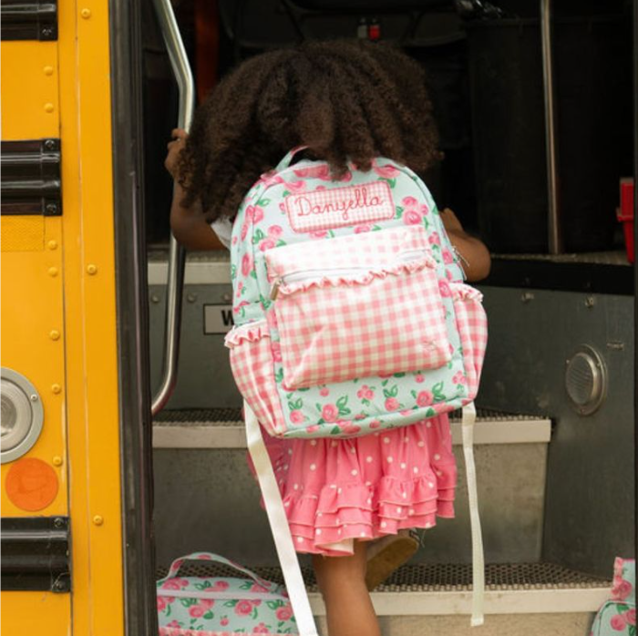 Watercolor Roses & Pink Gingham Backpack