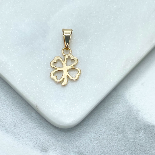 18k Gold Filled Cutout Clover Charm Pendant, Lucky and Protection Charm