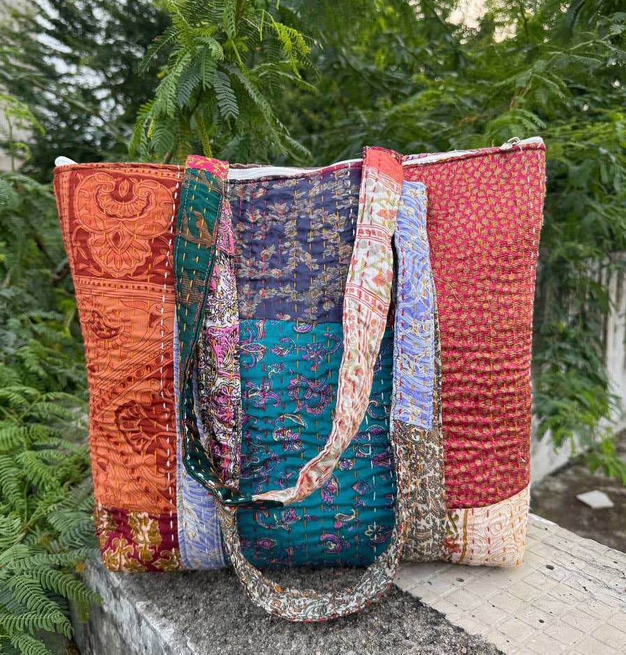 Indian Silk Kantha Women's Shoulder Patchwork Bag