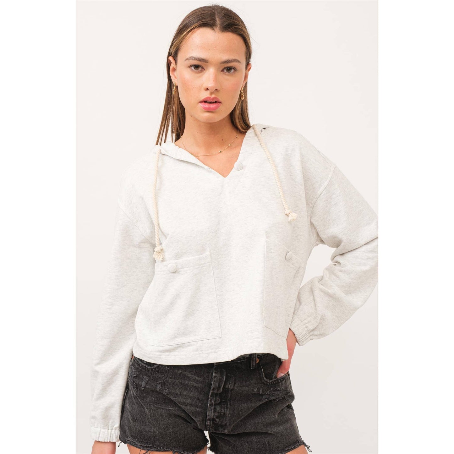 Buttoned Pocket Hoodie