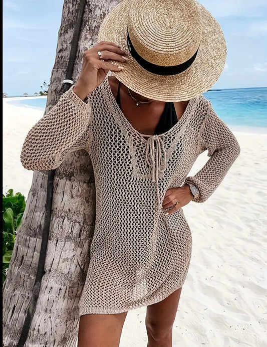 Crochet Split Cover Up Dress