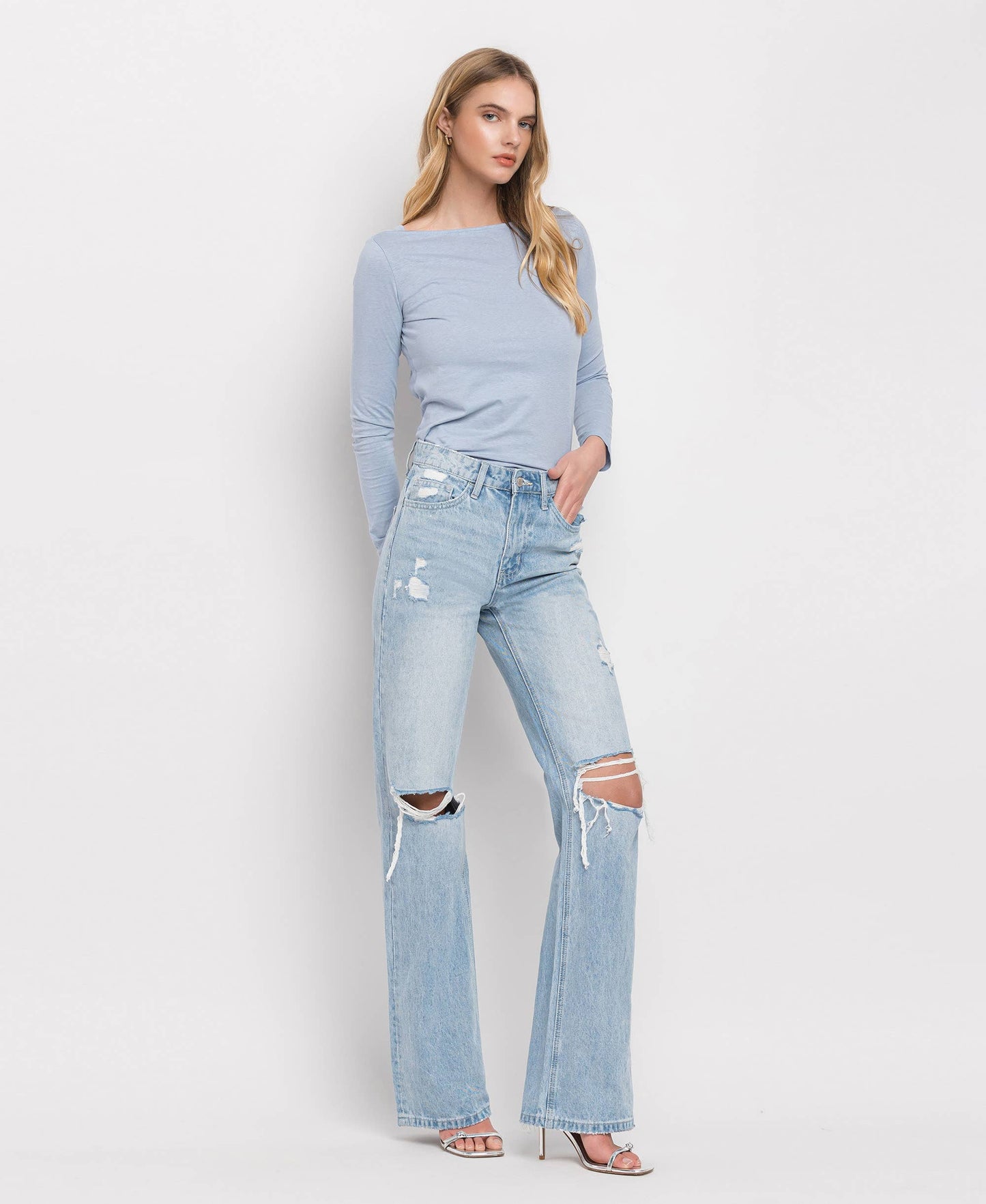 90'S VINTAGE SUPER HIGH RISE FLARE JEANS T5346