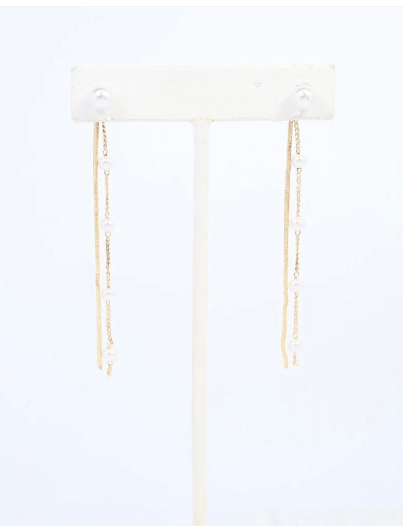 Lisette Pearl Stud Chain Earrings
