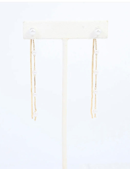 Lisette Pearl Stud Chain Earrings