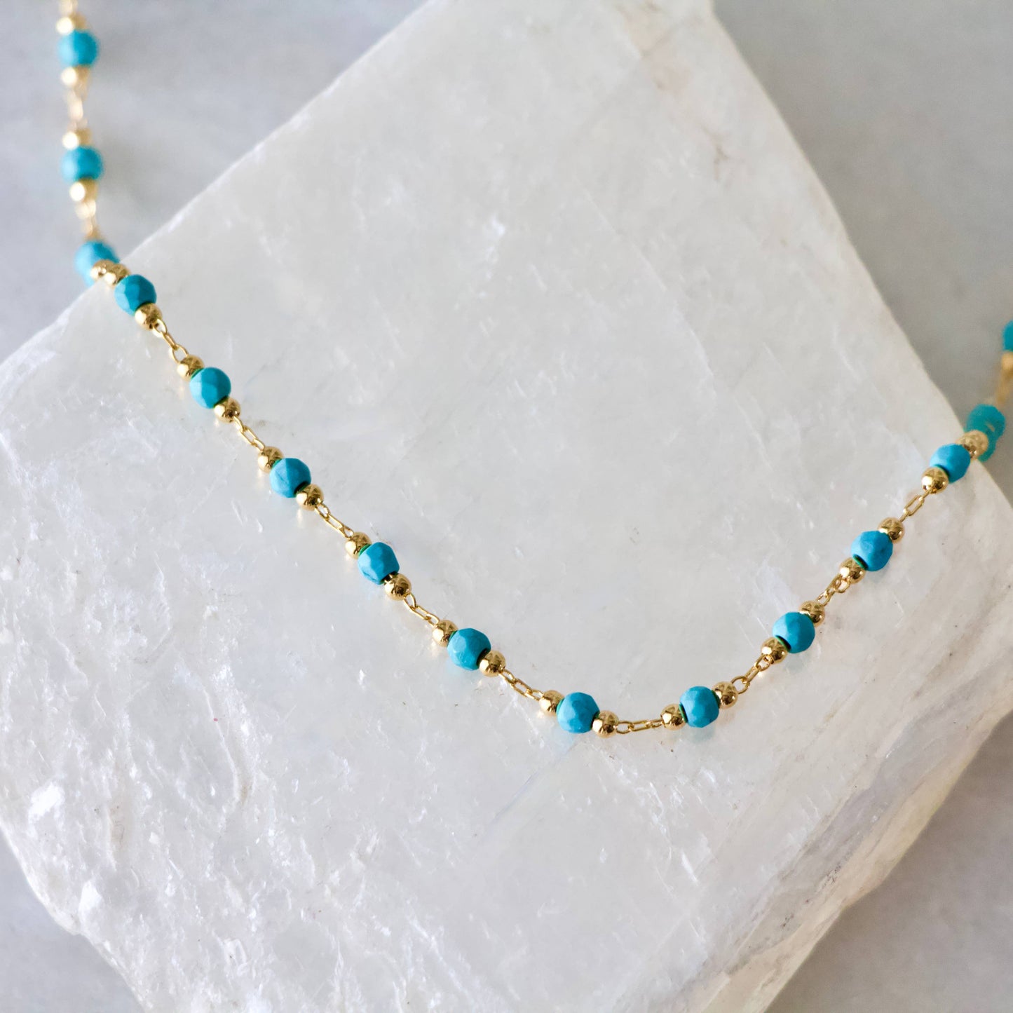 Turquoise Choker Necklace - Faceted Stone