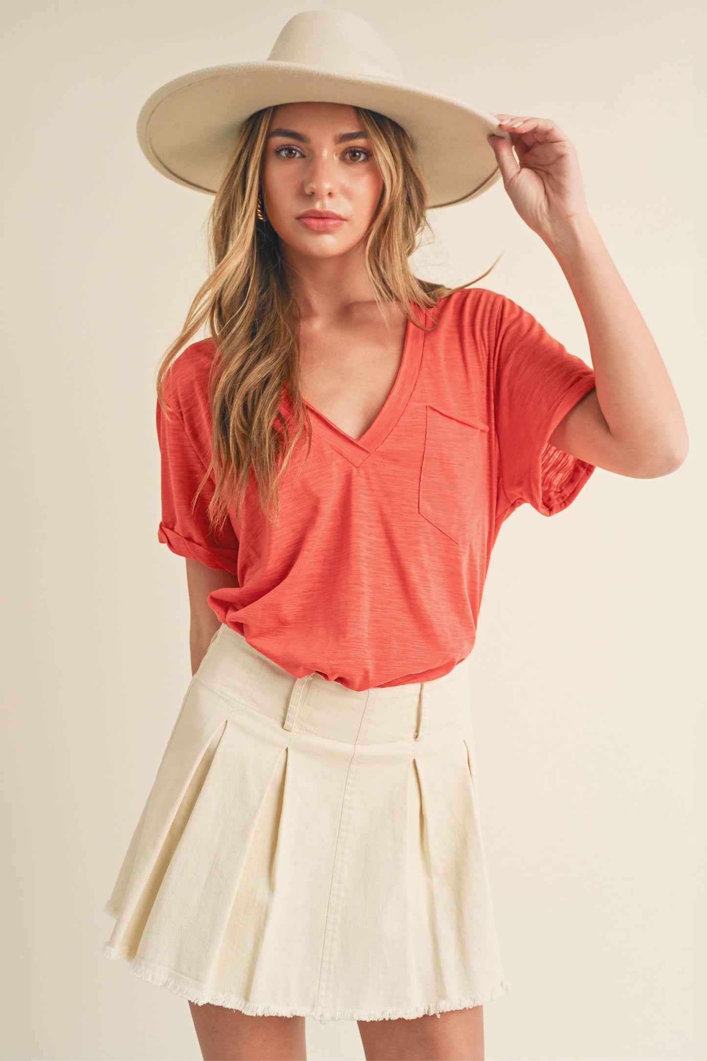 Zoie V-Neck Short Sleeve Top