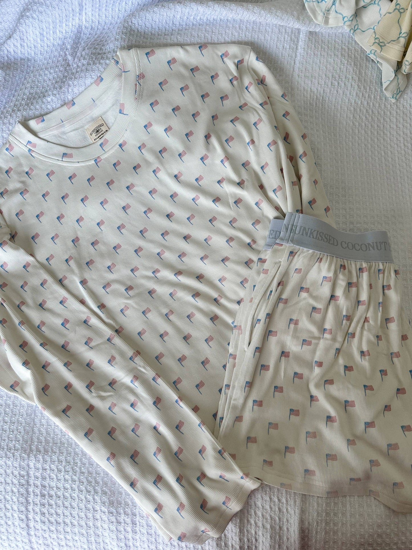 White American Flag Pajama Pattern Shorts