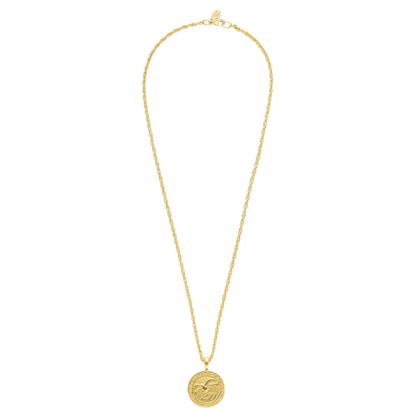 Gold USA Coin on 30" Rope Chain Necklace