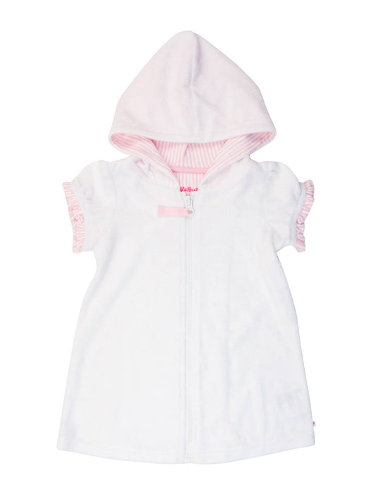 Girls White Terry Full-Zip Cover Up