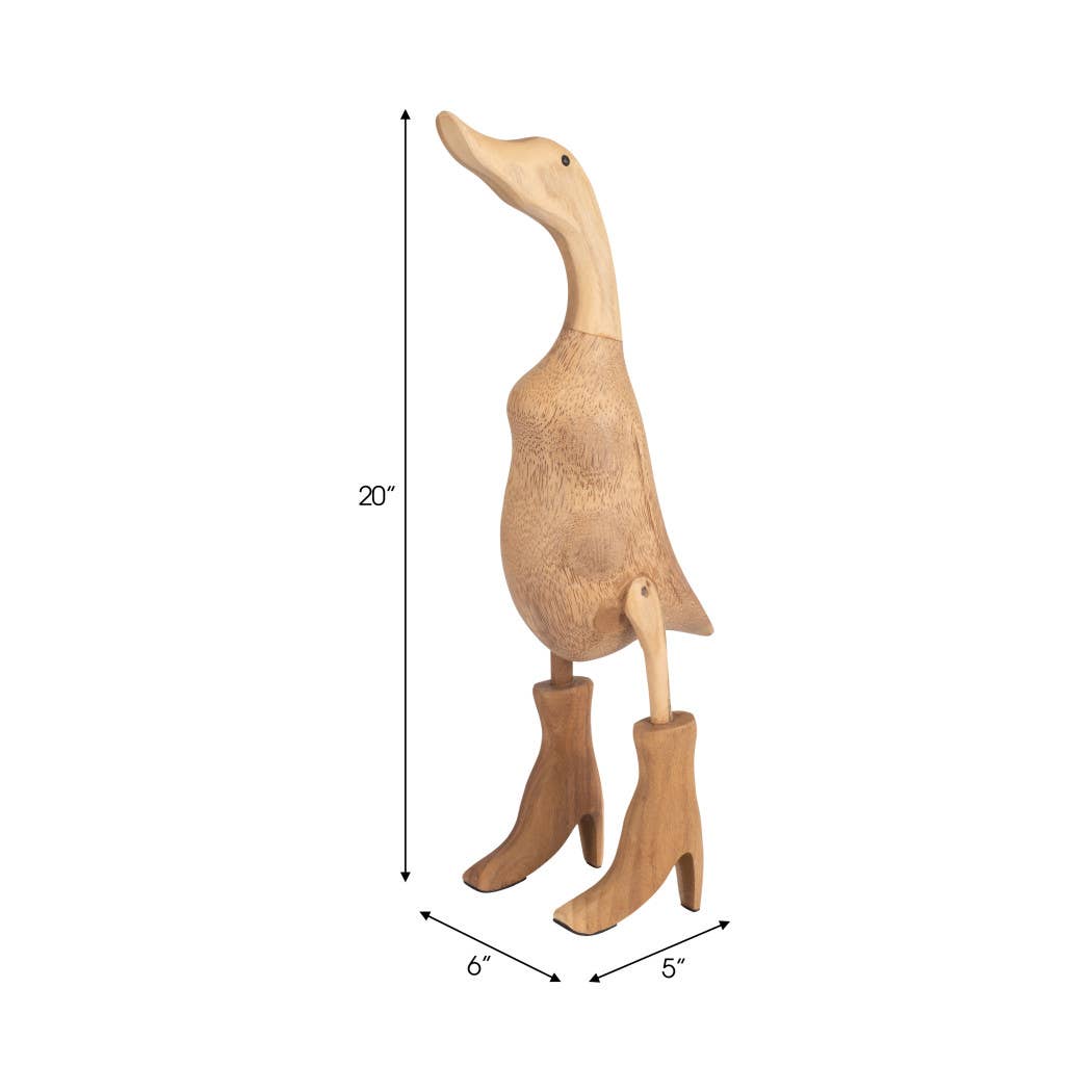 Decorative Figurine - Brown Bamboo Duck in Rainboots, 20 in.