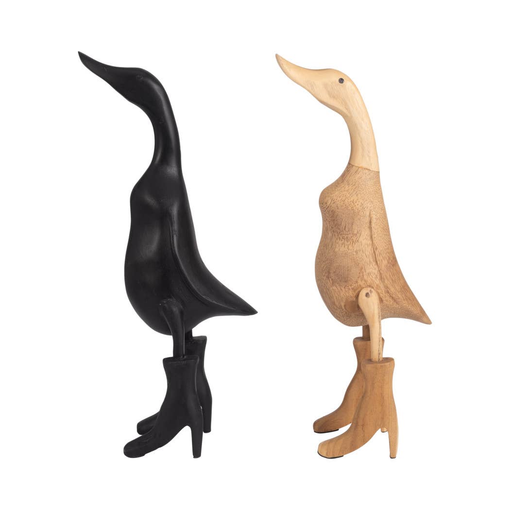 Decorative Figurine - Brown Bamboo Duck in Rainboots, 20 in.