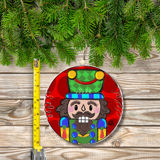 DK Red Circle Nutcracker Ornament