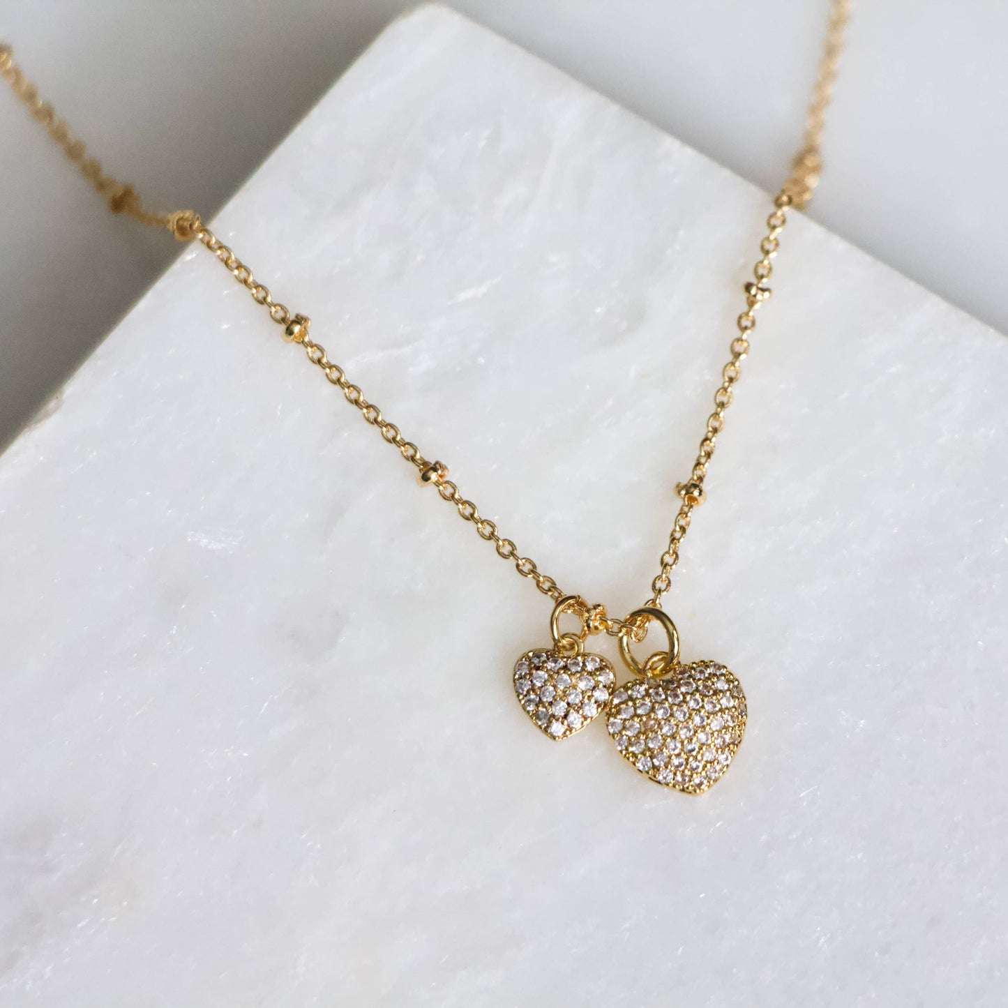 CZ Double Heart Necklace