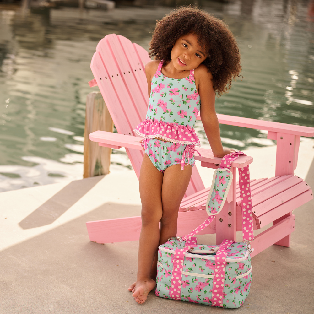 Girls Swimsuit - Ruffle Tankini - Bougainvillea