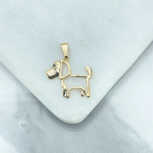 18k Gold Filled Petite Cutie Dog Puppy Charm Pendant, Animals Lovers Jewelry