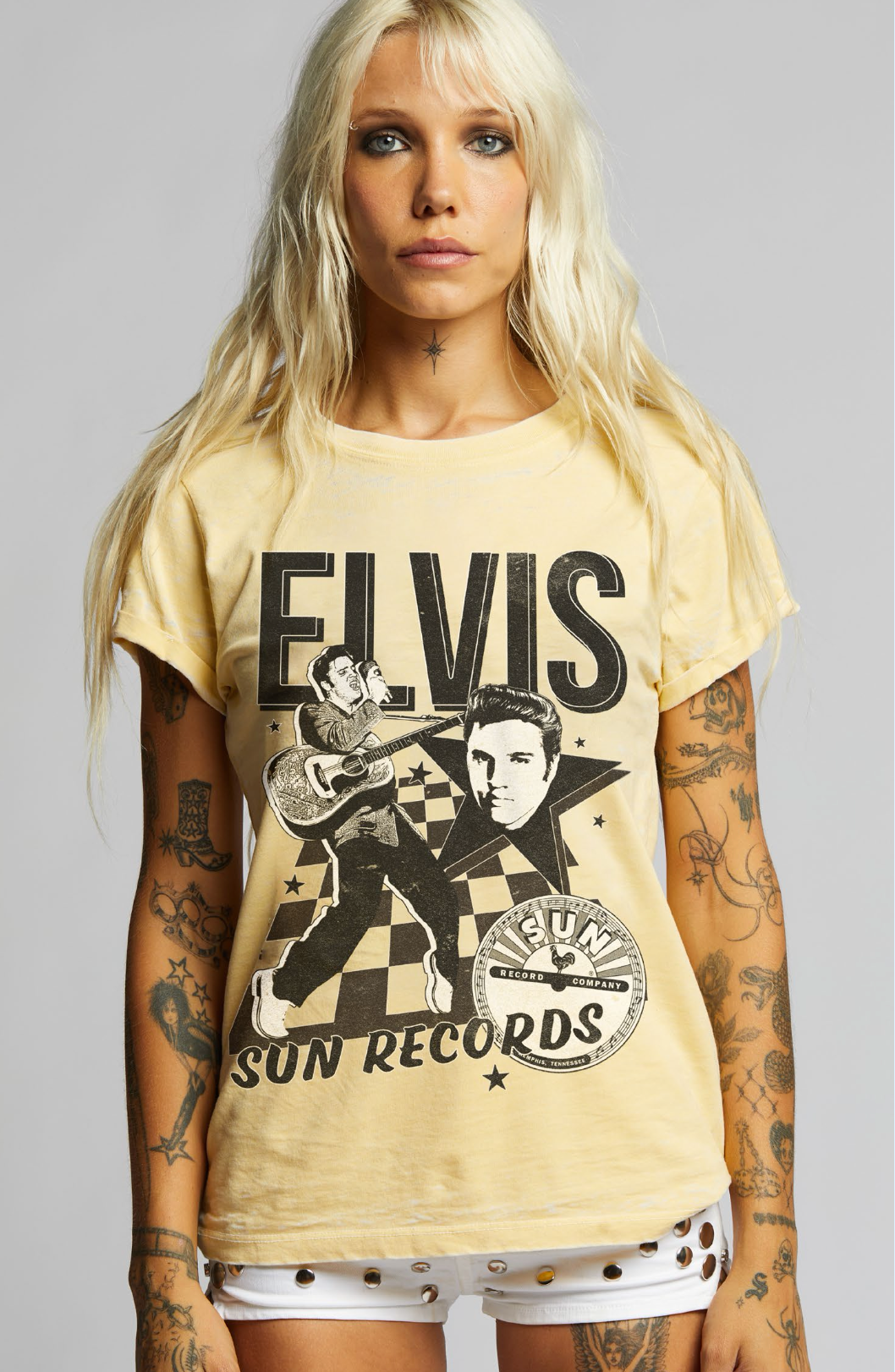 302983 - 228 Sun Record X Elvis Burn Out Tee