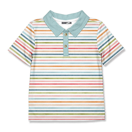 Boys Kids Mint Sunset Stripe Polo
