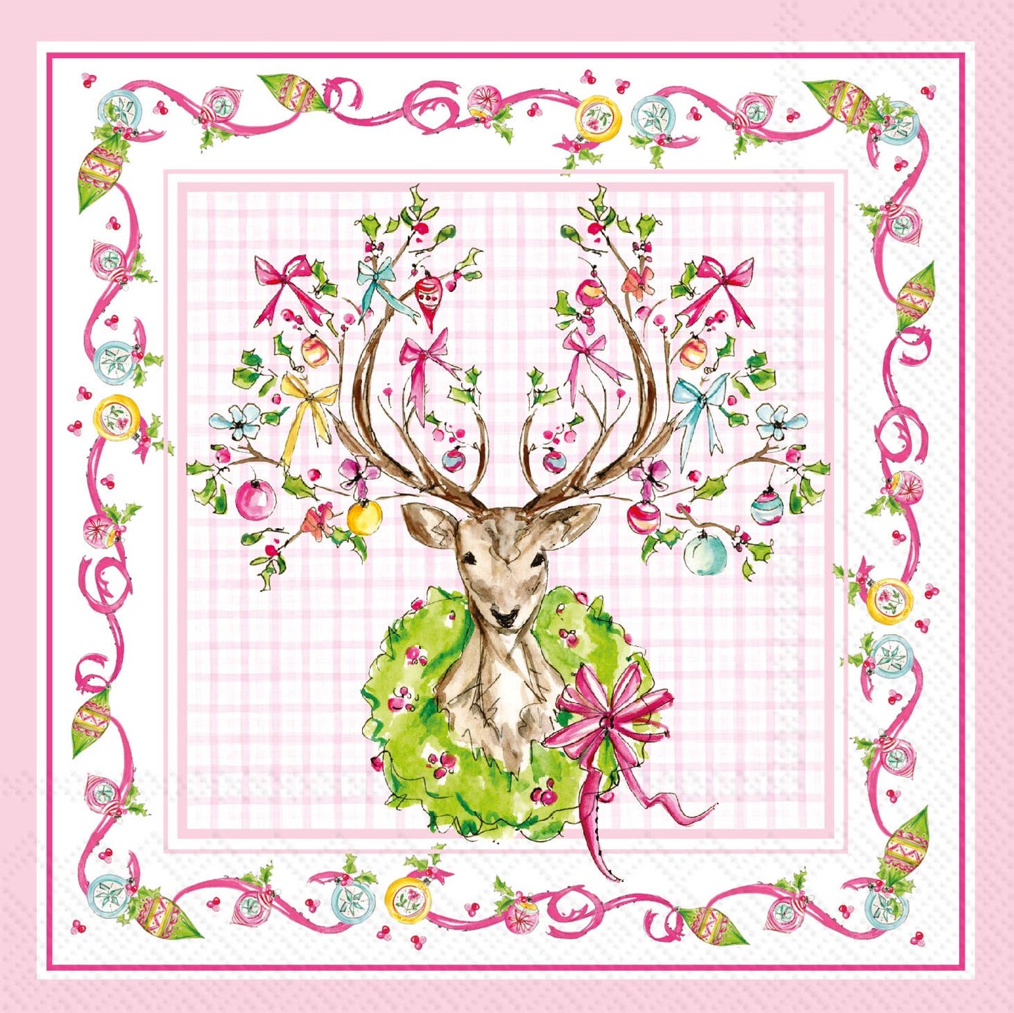 Paper Cocktail Napkins 20ct Vintage Ornament Deer Christmas