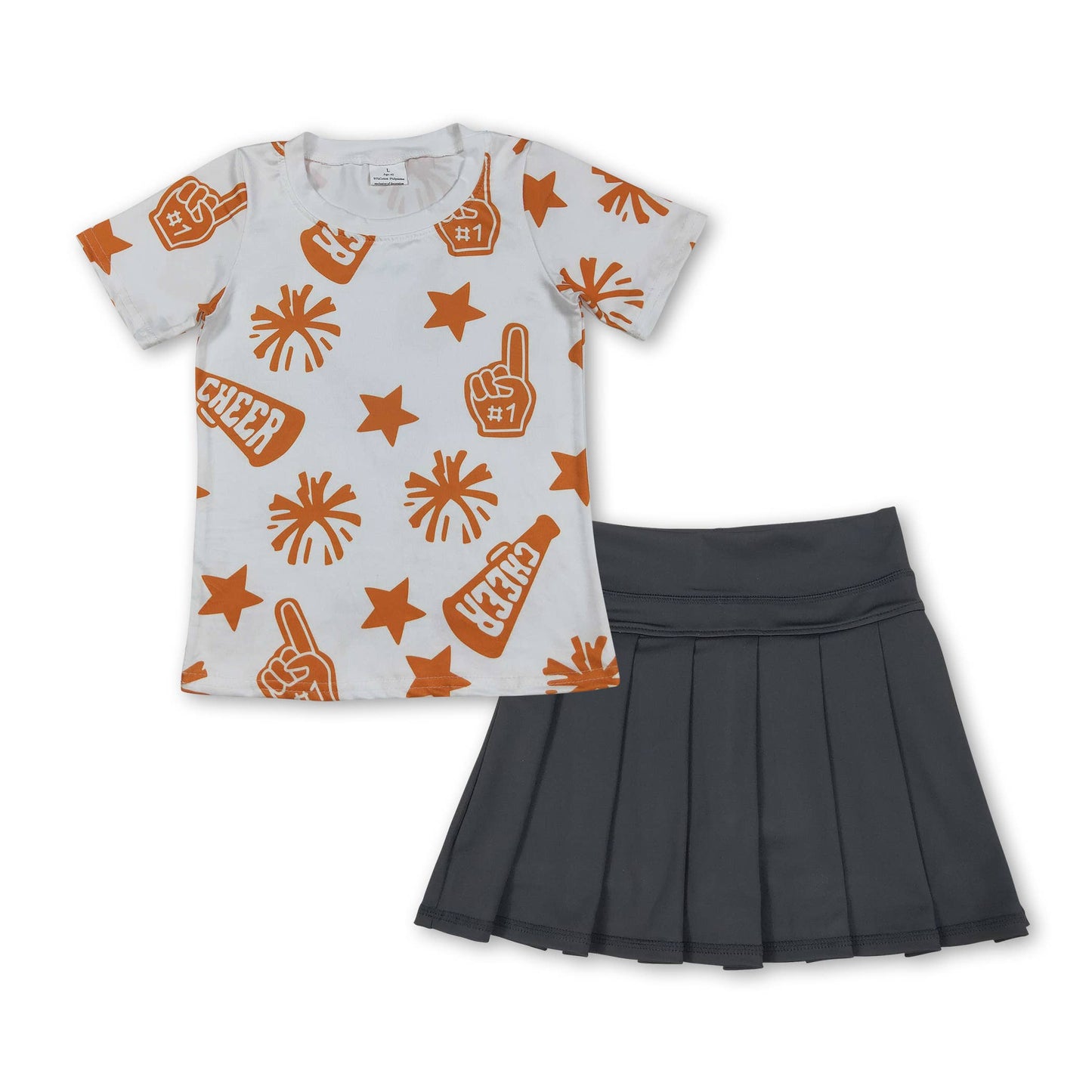 Blue cheer top pleated active skirt girls clothing set