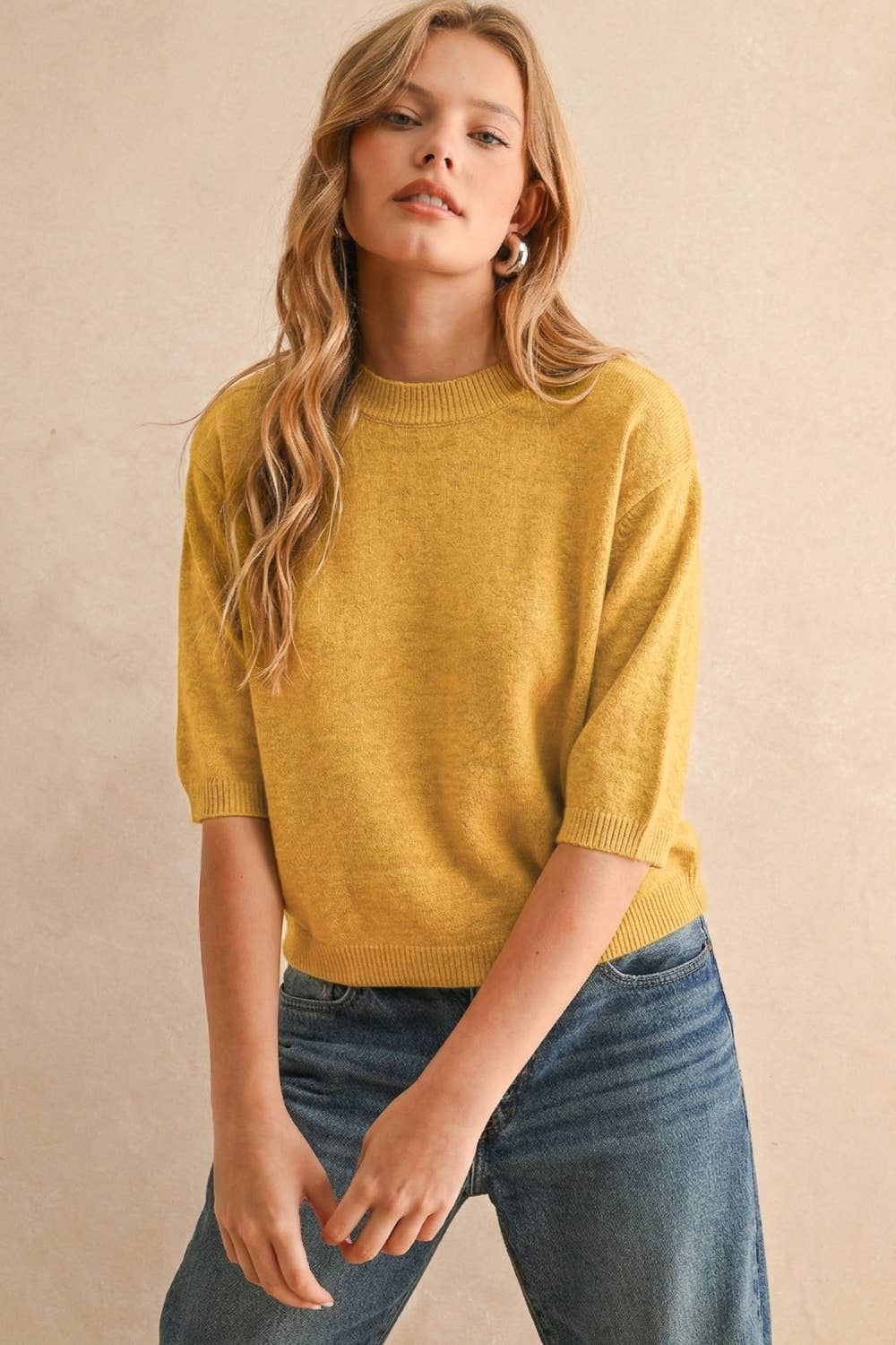 T3675   SHORT SLEEVE SWEATER TOP