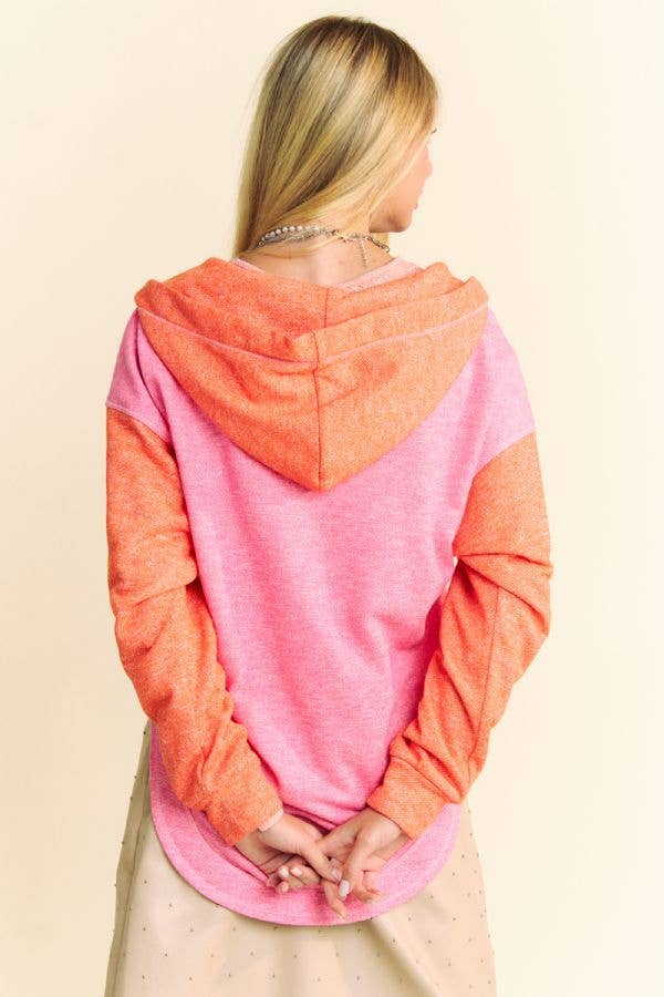 HEATHER FRENCH TERRY COLOR BLOCK SWEATSHIRT HOODIE