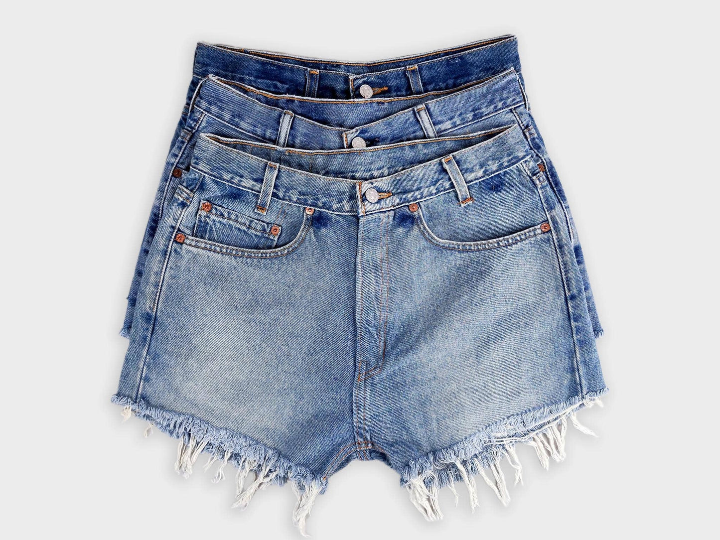 High-Rise Upcycled Denim Cutoff Shorts - Original