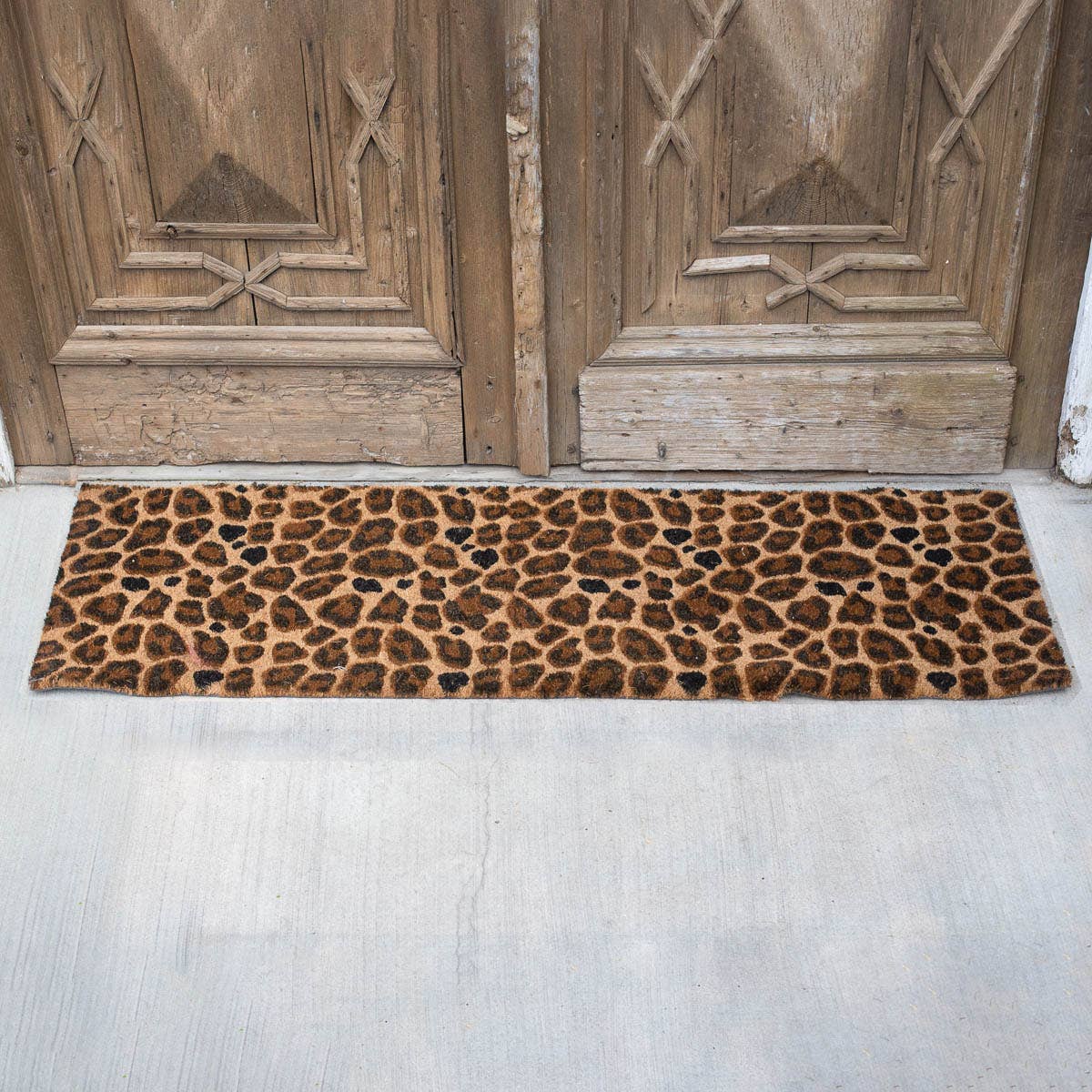 Leopard Coir Doormat   Natural/Black/Brown   56x18