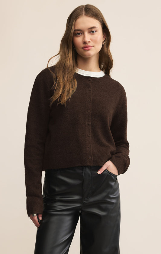 Z Supply Media Cardigan Chocolate Cherry
