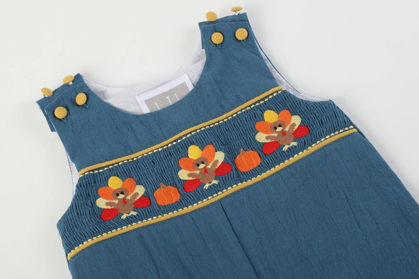 Cobalt Blue Turkey Smocked Overalls