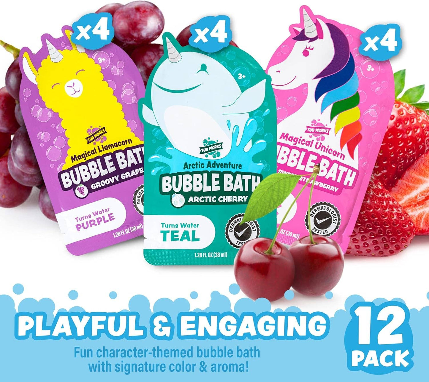 Tub Works® Magical Kids Bubble Bath Pink, Purple & Teal Bath Colors