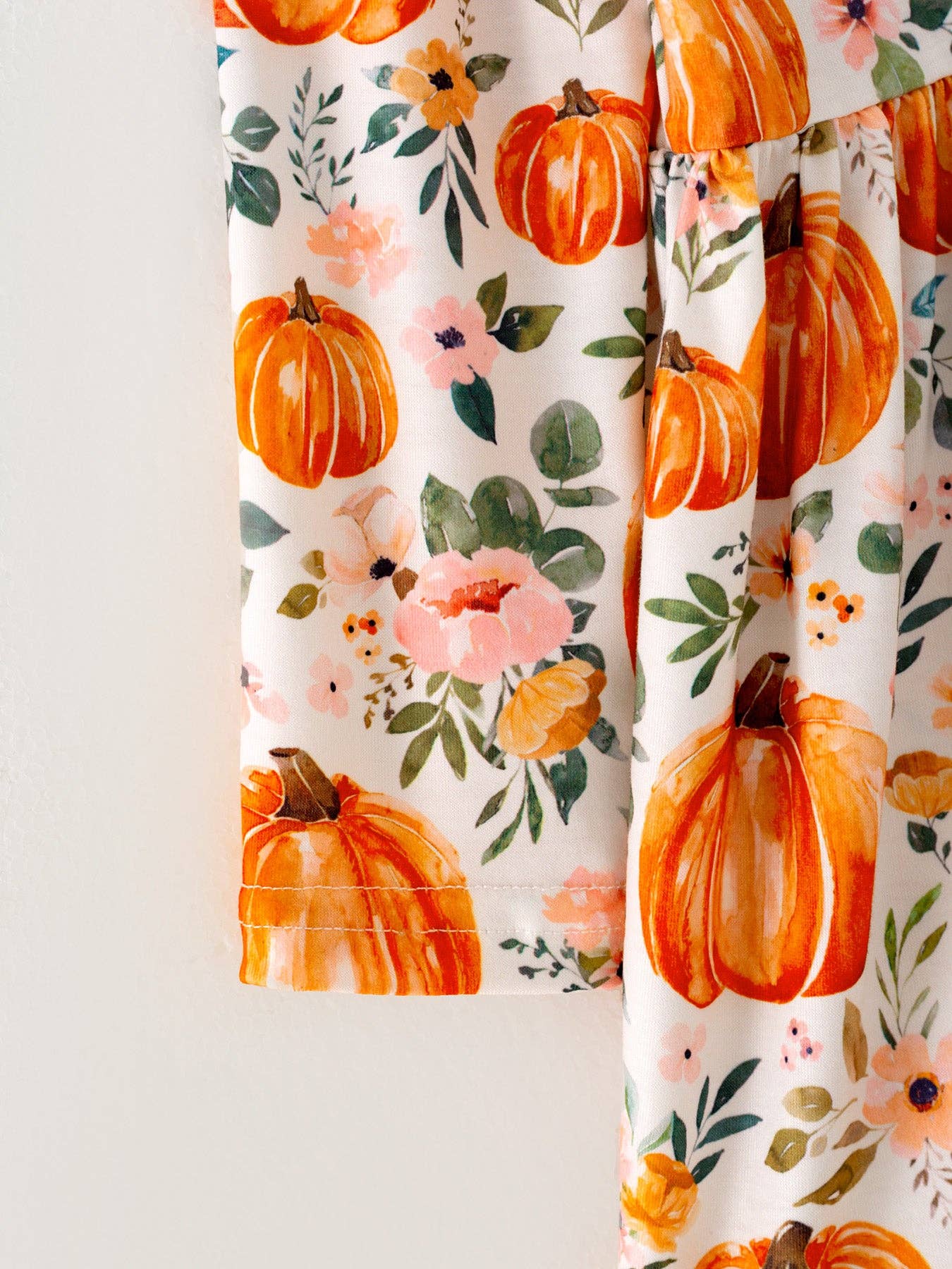 Girls Halloween Pumpkin Print Long Sleeve Dress