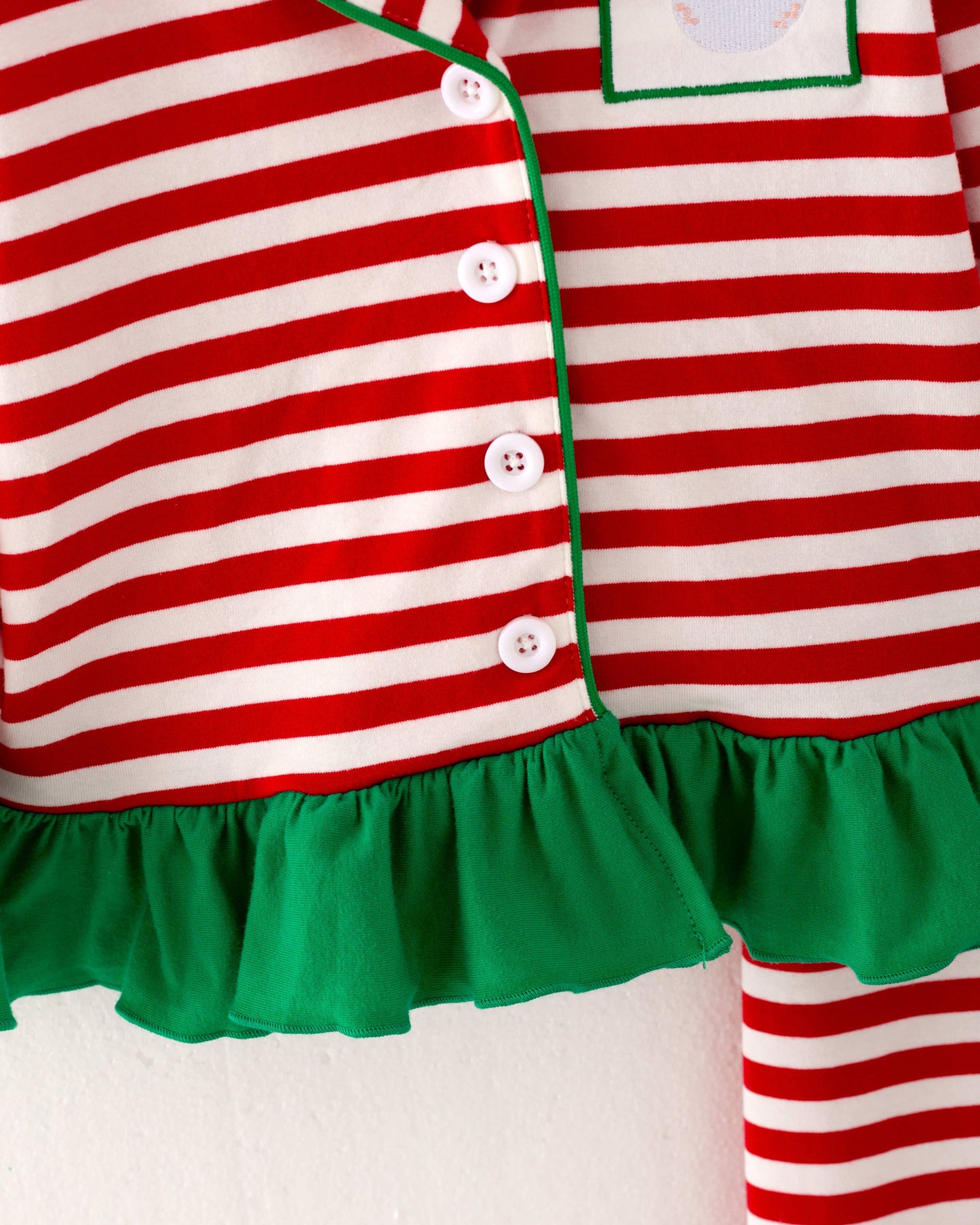 Christmas Stripe Ruffle Pajamas Set