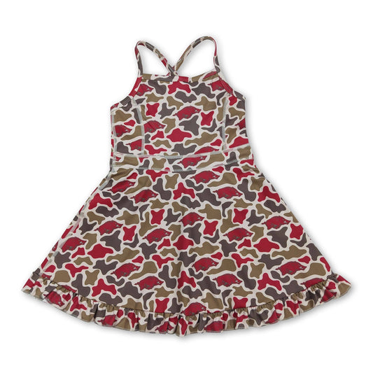 Straps camo hogs kids girls team athletic dress: Nylon dress / 7-8T
