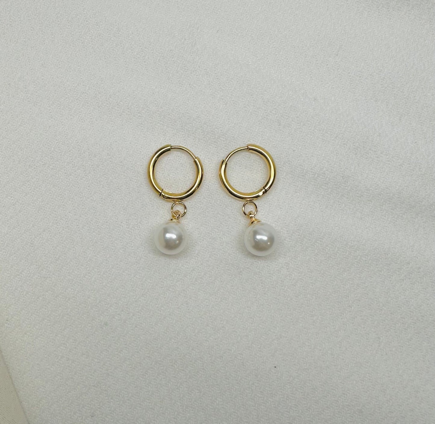 Pearl Pendant Hoop Earrings