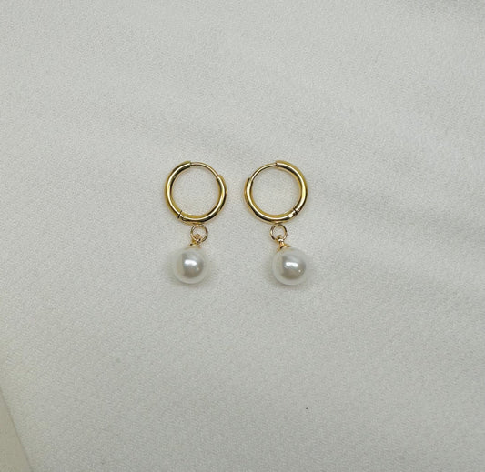 Pearl Pendant Hoop Earrings