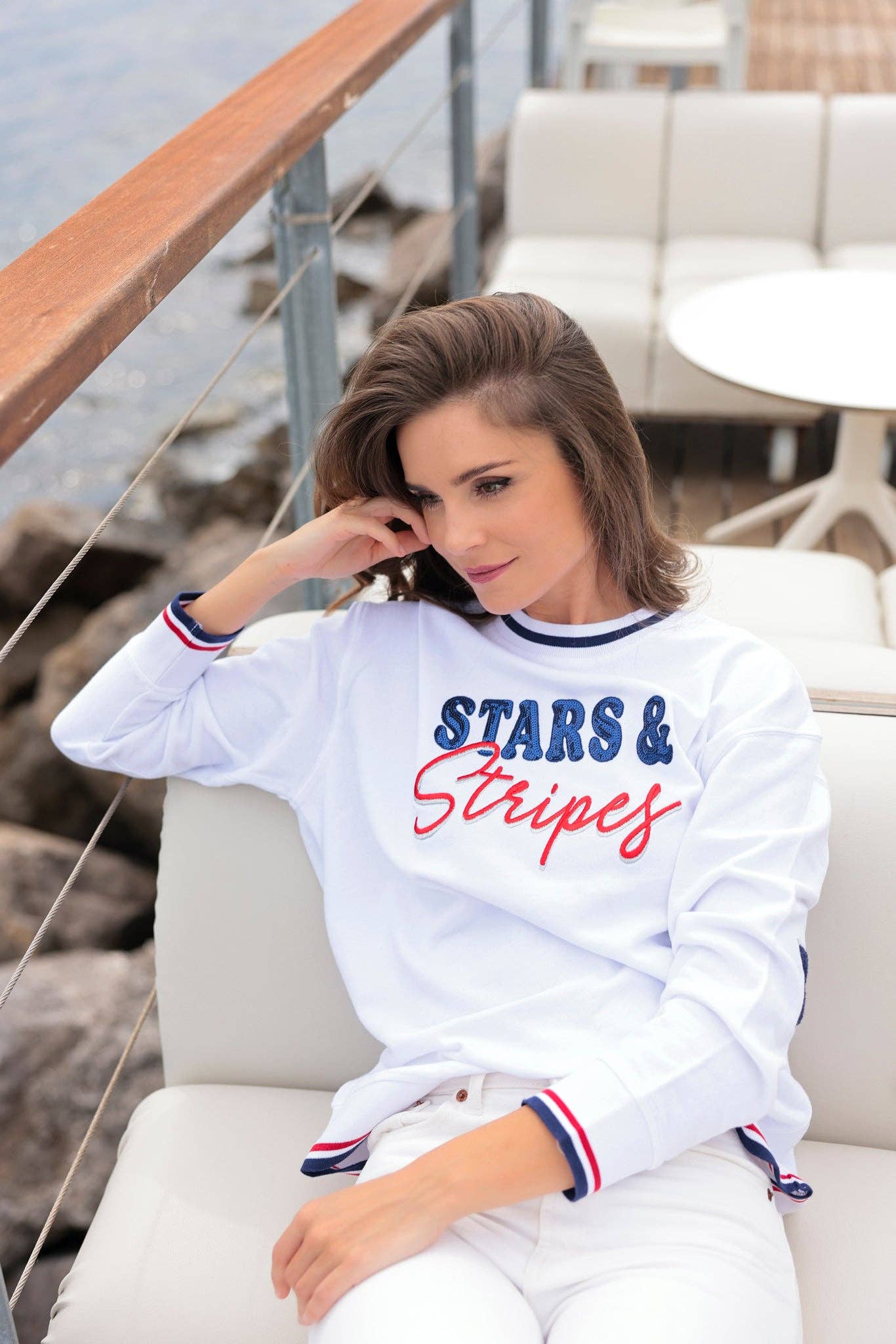 “STARS & STRIPES" SWEATSHIRTS, WHITE