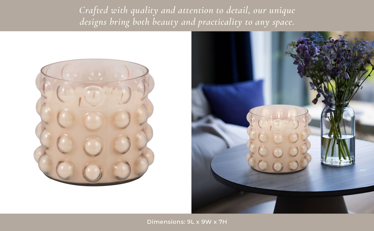 Scented Candle - Peony and Blush Suede Bubble Glass, 102 Oz