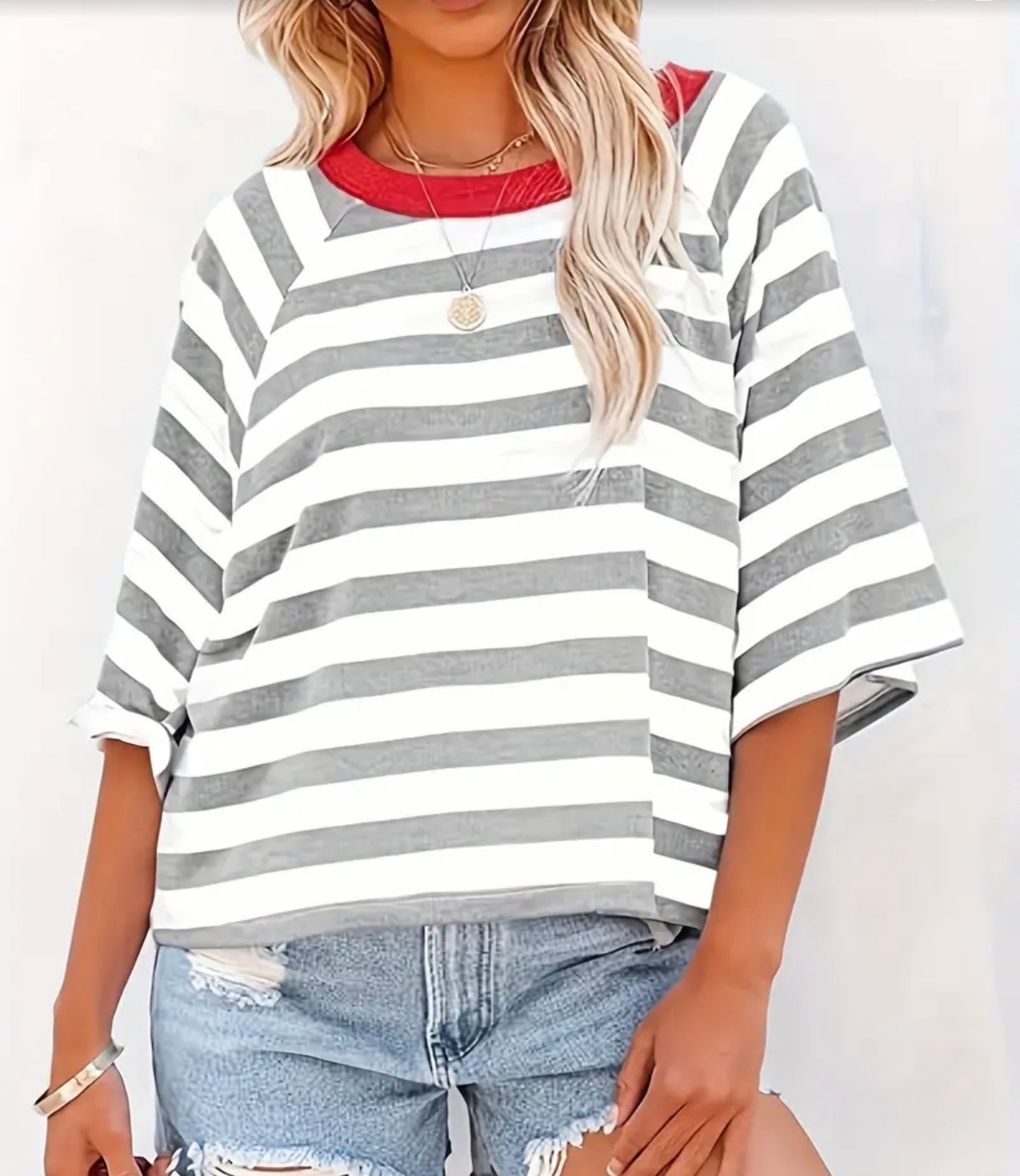 Light grey striped loose tshirt