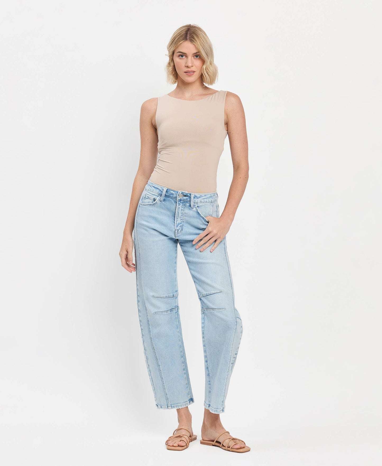 HIGH RISE BARREL LEG JEANS F5768LT