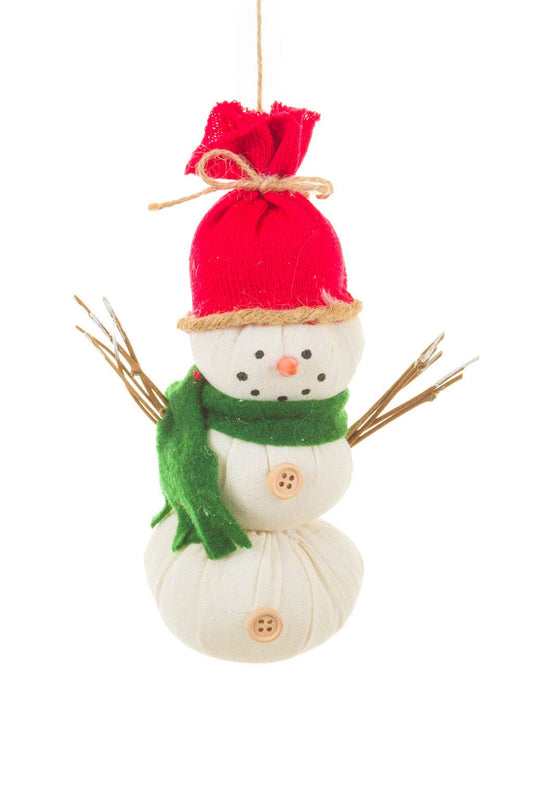 NEW - Hanging Off-White Chipper Snowman