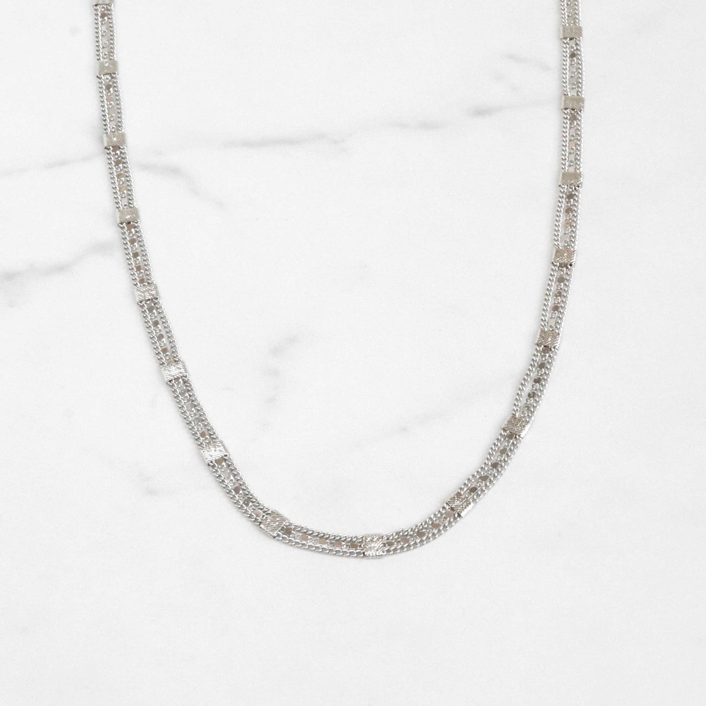 Fused station multi dainty chain necklace Gold Silver